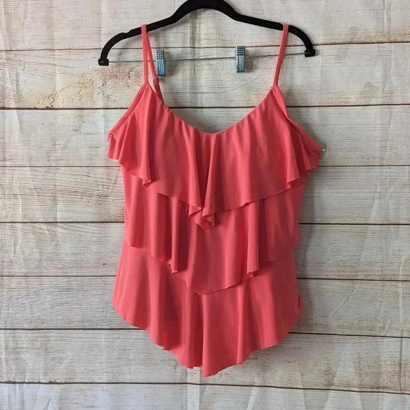 Magicsuit Size 14 Rita Tankini Swim Top Peach Triple Tiered Padded Bra Insert - Picture 12 of 12